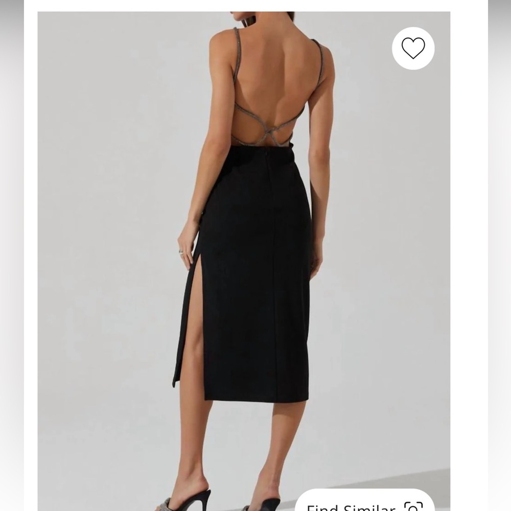NWOT ASTR Elizsa rhinestone strap midi dress